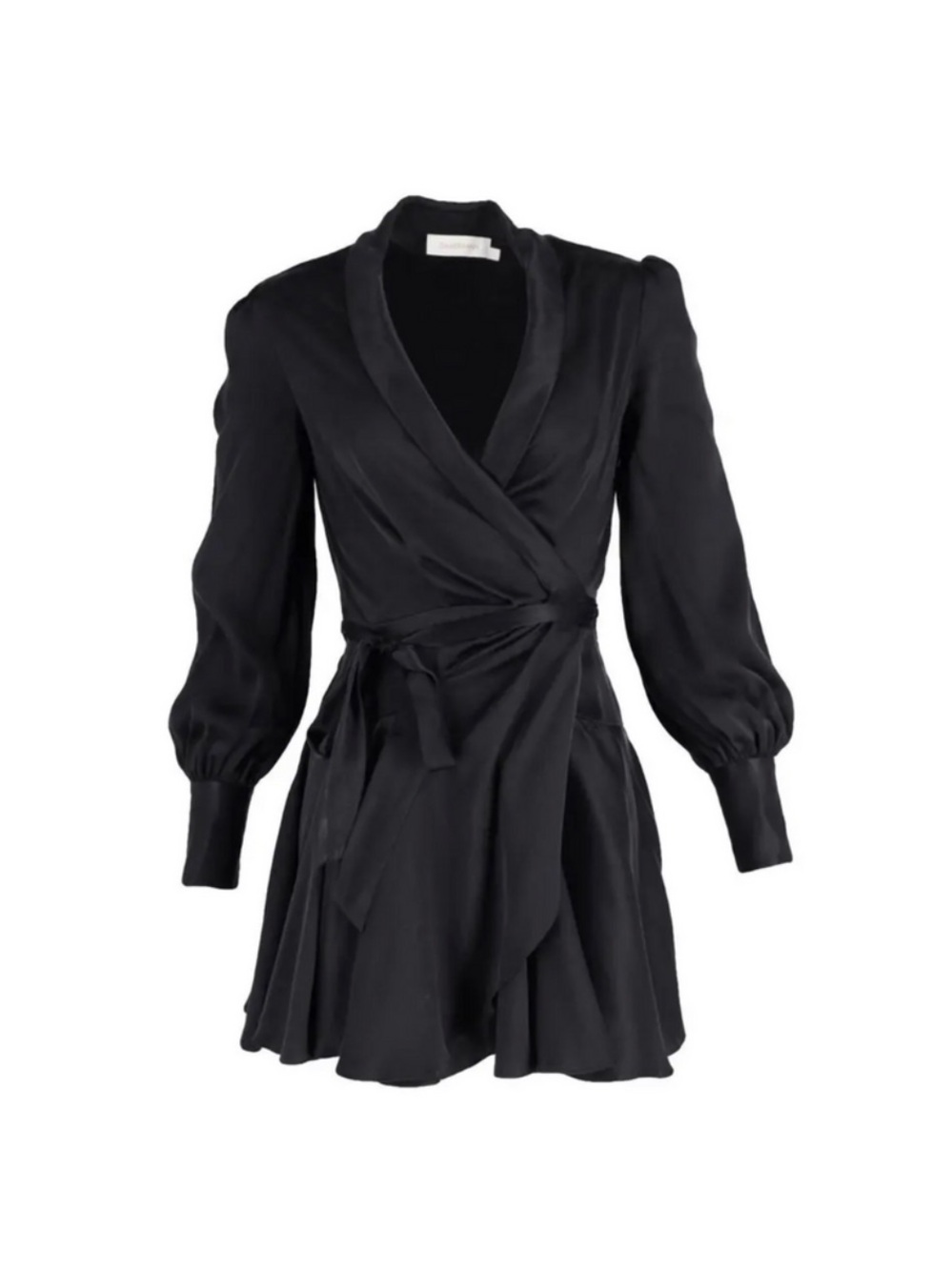 Zimmermann Black Silk-Blend Wrap Mini Dress